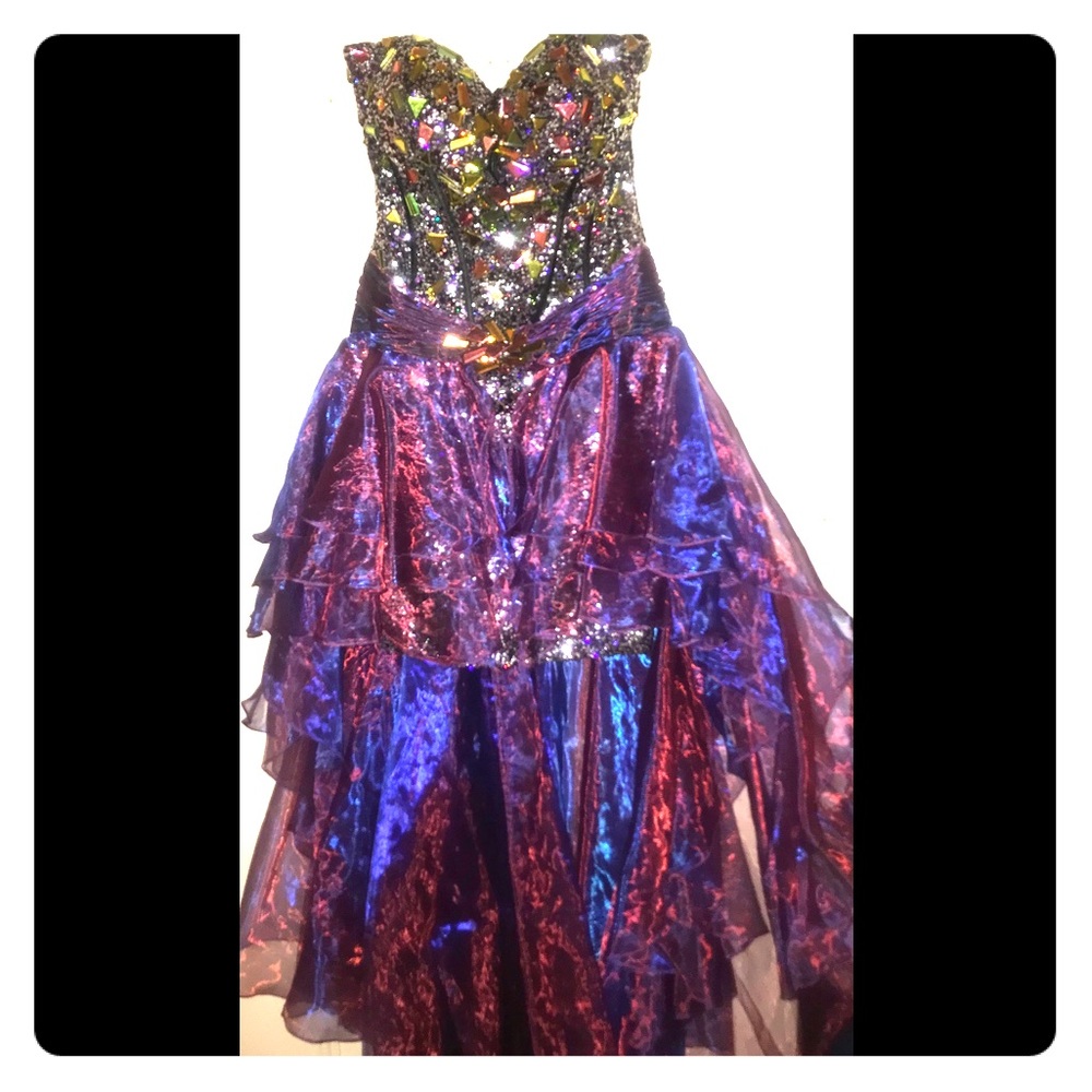 Custom Beaded Hi-Low Ballgown